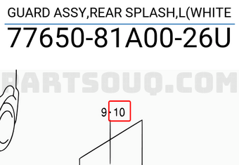 Suzuki 7765081A0026U GUARD ASSY,REAR SPLASH,L(WHITE
