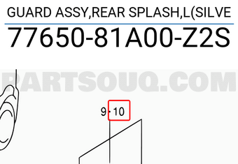 Suzuki 7765081A00Z2S GUARD ASSY,REAR SPLASH,L(SILVE