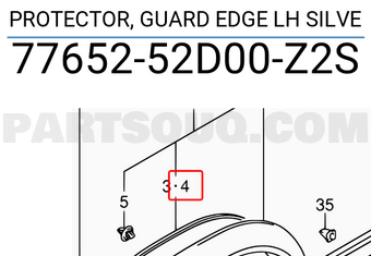 Suzuki 7765252D00Z2S PROTECTOR, GUARD EDGE LH SILVE
