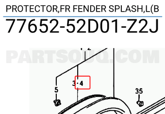 Suzuki 7765252D01Z2J PROTECTOR,FR FENDER SPLASH,L(B