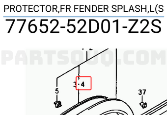 Suzuki 7765252D01Z2S PROTECTOR,FR FENDER SPLASH,L(S