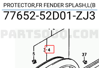 Suzuki 7765252D01ZJ3 PROTECTOR,FR FENDER SPLASH,L(B