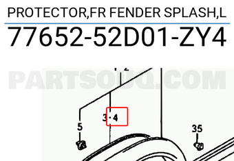 Suzuki 7765252D01ZY4 PROTECTOR,FR FENDER SPLASH,L