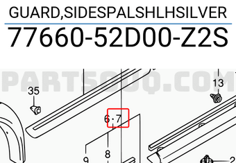 Suzuki 7766052D00Z2S GUARD,SIDESPALSHLHSILVER