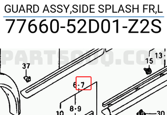 Suzuki 7766052D01Z2S GUARD ASSY,SIDE SPLASH FR,L