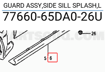 Suzuki 7766065DA026U GUARD ASSY,SIDE SILL SPLASH,L