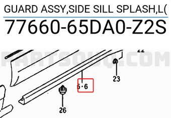 Suzuki 7766065DA0Z2S GUARD ASSY,SIDE SILL SPLASH,L