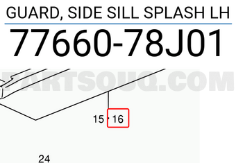 Suzuki 7766078J01 GUARD, SIDE SILL SPLASH LH