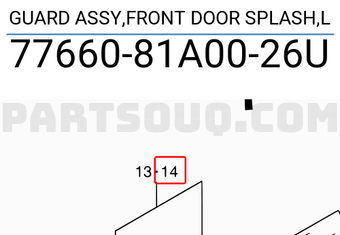 Suzuki 7766081A0026U GUARD ASSY,FRONT DOOR SPLASH,L