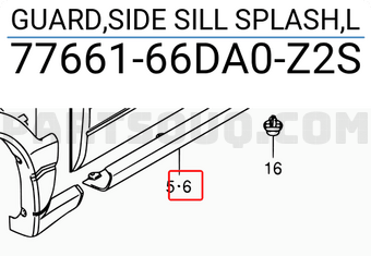 Suzuki 7766166DA0Z2S GUARD,SIDE SILL SPLASH,L
