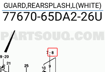 Suzuki 7767065DA226U GUARD,REARSPLASH,L(WHITE)
