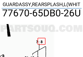 Suzuki 7767065DB026U GUARDASSY,REARSPLASH,L(WHIT