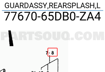 Suzuki 7767065DB0ZA4 GUARDASSY,REARSPLASH,L