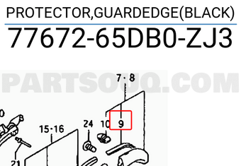 Suzuki 7767265DB0ZJ3 PROTECTOR,GUARDEDGE(BLACK)