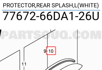 Suzuki 7767266DA126U PROTECTOR,REAR SPLASH,L(WHITE)