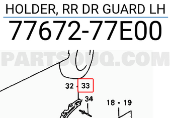 Suzuki 7767277E00 HOLDER, RR DR GUARD LH