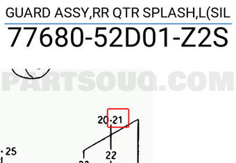 Suzuki 7768052D01Z2S GUARD ASSY,RR QTR SPLASH,L(SIL