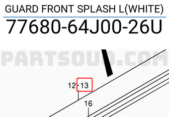 Suzuki 7768064J0026U GUARD FRONT SPLASH L(WHITE)