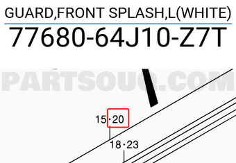 Suzuki 7768064J10Z7T GUARD,FRONT SPLASH,L(WHITE)