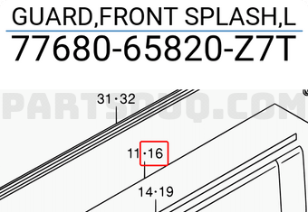 Suzuki 7768065820Z7T GUARD,FRONT SPLASH,L