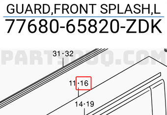 Suzuki 7768065820ZDK GUARD,FRONT SPLASH,L