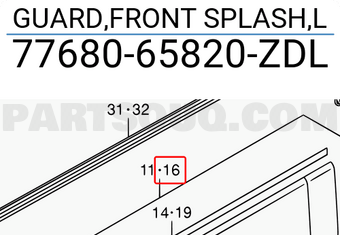 Suzuki 7768065820ZDL GUARD,FRONT SPLASH,L