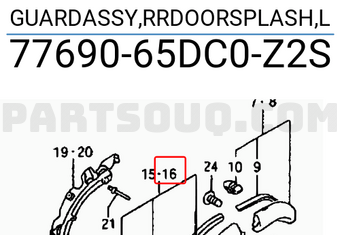 Suzuki 7769065DC0Z2S GUARDASSY,RRDOORSPLASH,L