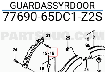 Suzuki 7769065DC1Z2S GUARDASSYRDOOR