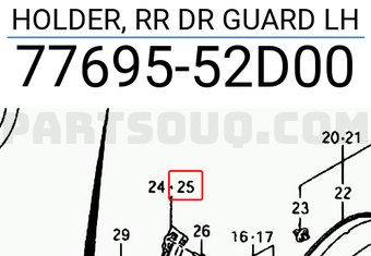 Suzuki 7769552D00 HOLDER, RR DR GUARD LH