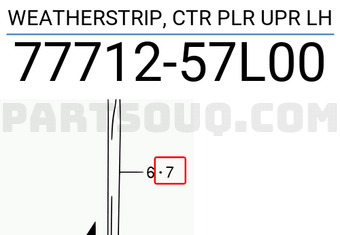 Suzuki 7771257L00 WEATHERSTRIP, CTR PLR UPR LH