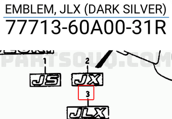 Suzuki 7771360A0031R EMBLEM, JLX (DARK SILVER)