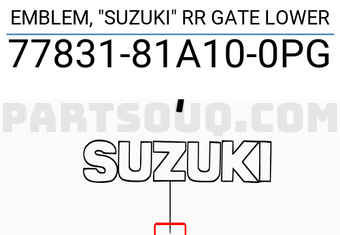 Suzuki 7783181A100PG EMBLEM, "SUZUKI" RR GATE LOWER
