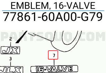 Suzuki 7786160A00G79 EMBLEM, 16-VALVE