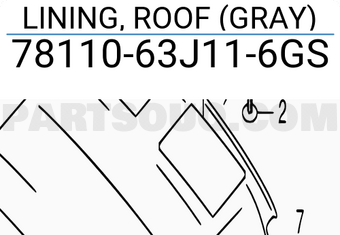Suzuki 7811063J116GS LINING, ROOF (GRAY)