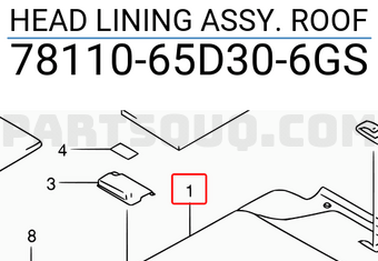 Suzuki 7811065D306GS HEAD LINING ASSY. ROOF