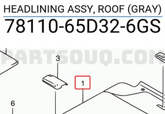 Suzuki 7811065D326GS HEADLINING ASSY, ROOF (GRAY)