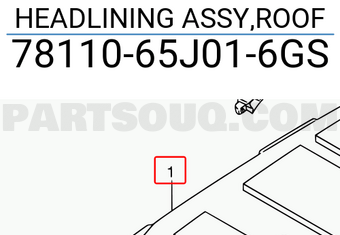 Suzuki 7811065J016GS HEADLINING ASSY,ROOF