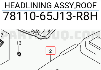 Suzuki 7811065J13R8H HEADLINING ASSY,ROOF