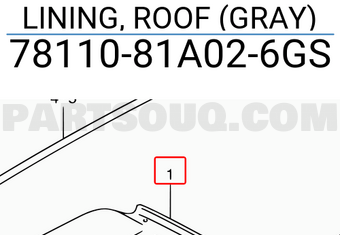 Suzuki 7811081A026GS LINING, ROOF (GRAY)
