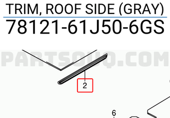 Suzuki 7812161J506GS TRIM, ROOF SIDE (GRAY)