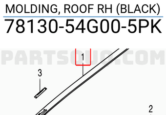 Suzuki 7813054G005PK MOLDING, ROOF RH (BLACK)