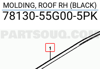 Suzuki 7813055G005PK MOLDING, ROOF RH (BLACK)