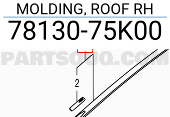 Suzuki 7813075K00 MOLDING, ROOF RH