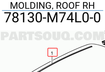 Suzuki 78130M74L00 MOLDING, ROOF RH