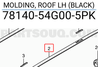 Suzuki 7814054G005PK MOLDING, ROOF LH (BLACK)
