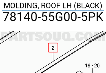 Suzuki 7814055G005PK MOLDING, ROOF LH (BLACK)
