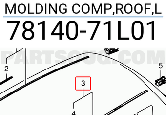 Suzuki 7814071L01 MOLDING COMP,ROOF,L