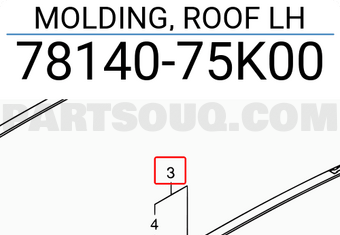 Suzuki 7814075K00 MOLDING, ROOF LH