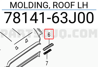 Suzuki 7814163J00 MOLDING, ROOF LH