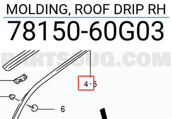 Suzuki 7815060G03 MOLDING, ROOF DRIP RH
